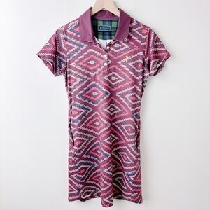 William Murray Golf Polo Dress Medium Purple Golf Carts Birds Novelty Print